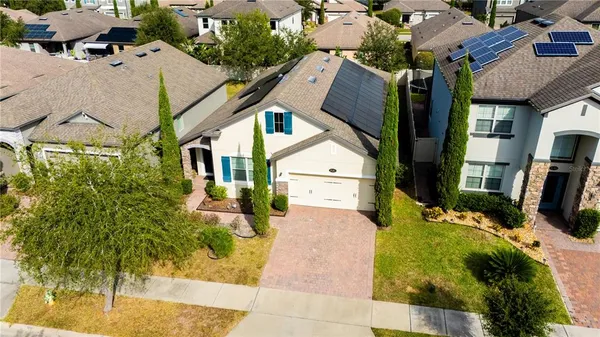 an aerial view of a house