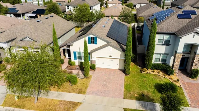 an aerial view of a house