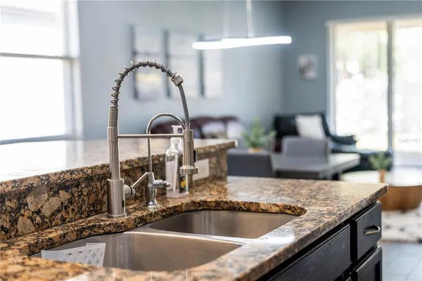 a close view of a refrigerator in kitchen