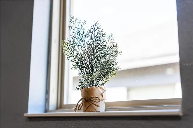 a view of a large window with curtains