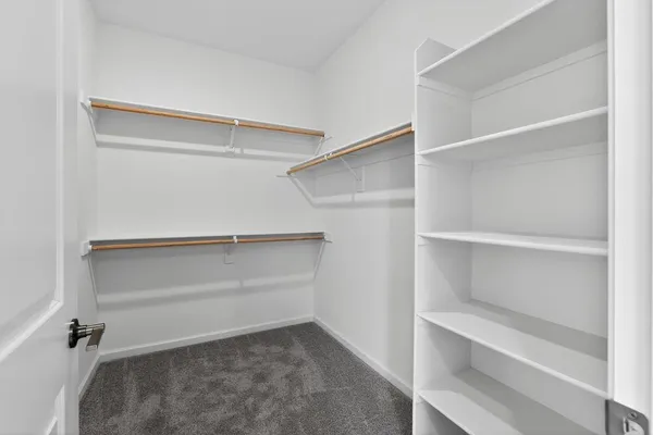 a view of an empty walk in closet
