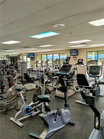 a view of a room with gym equipment