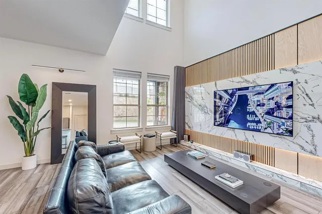 a living room with furniture and a couch