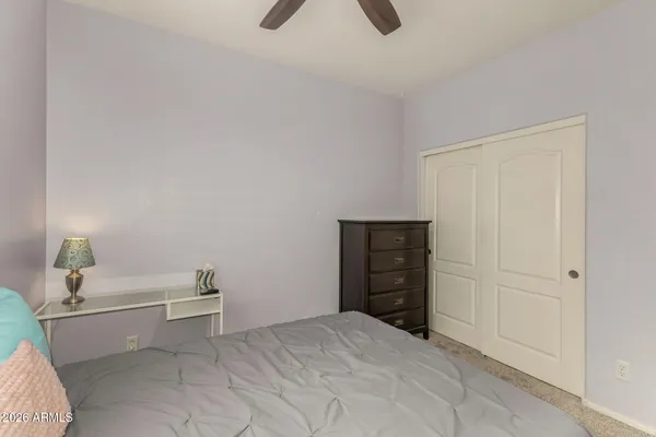 a living room with closet