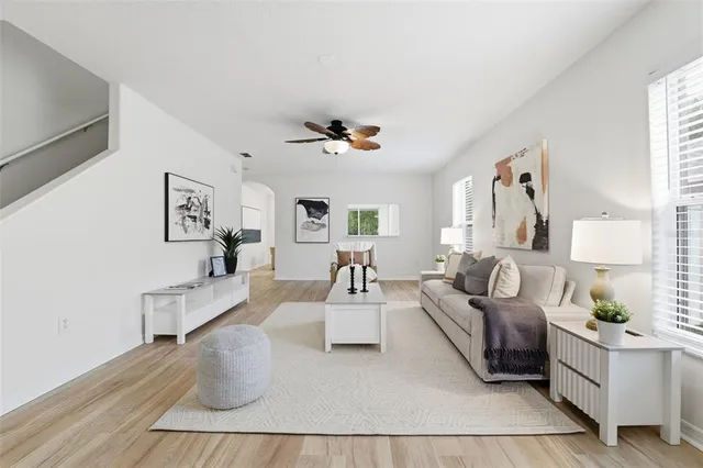 a living room with furniture