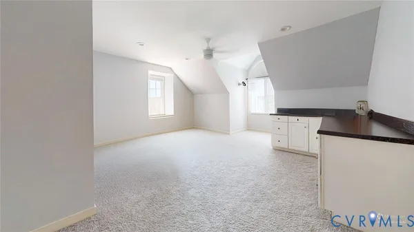 an empty room with cabinet