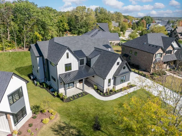 an aerial view of a house