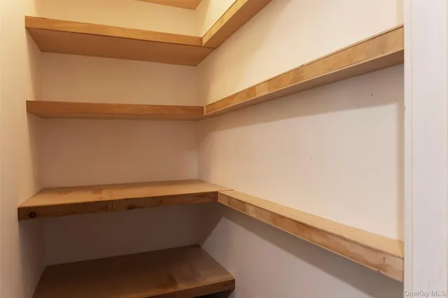 a room with a walk in closet and wooden floor