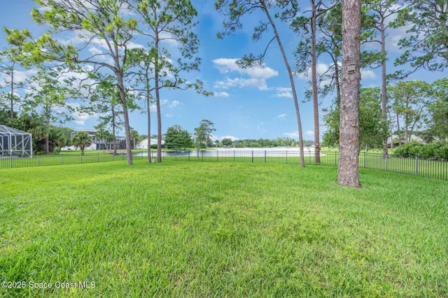 a backyard of a house with lots of green space