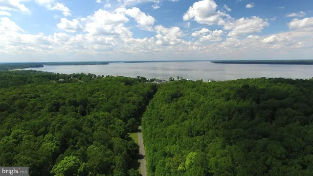 a view of a lake and mountain in the back
