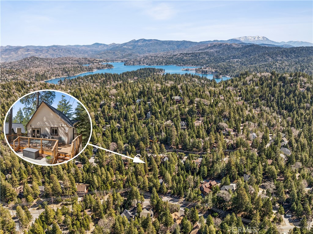 460 Pioneer Road Lake Arrowhead, CA 92352 - Photo 3 of 48 an aerial view of a house with a mountain view