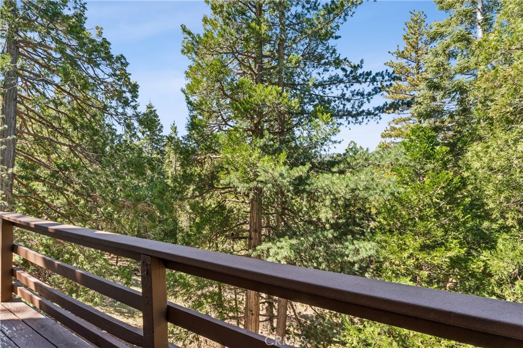460 Pioneer Road Lake Arrowhead, CA 92352 - Photo 37 of 48 a view of a forest from a balcony