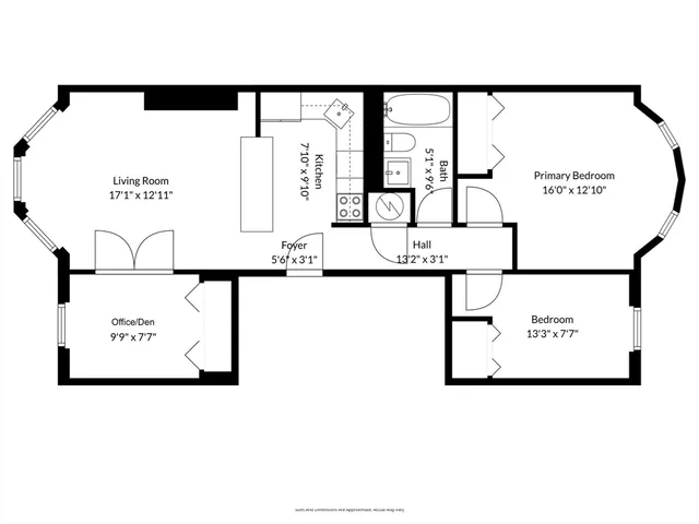front view of a brick building with many windows