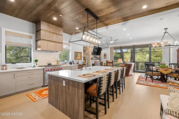 a kitchen with lots of counter top space