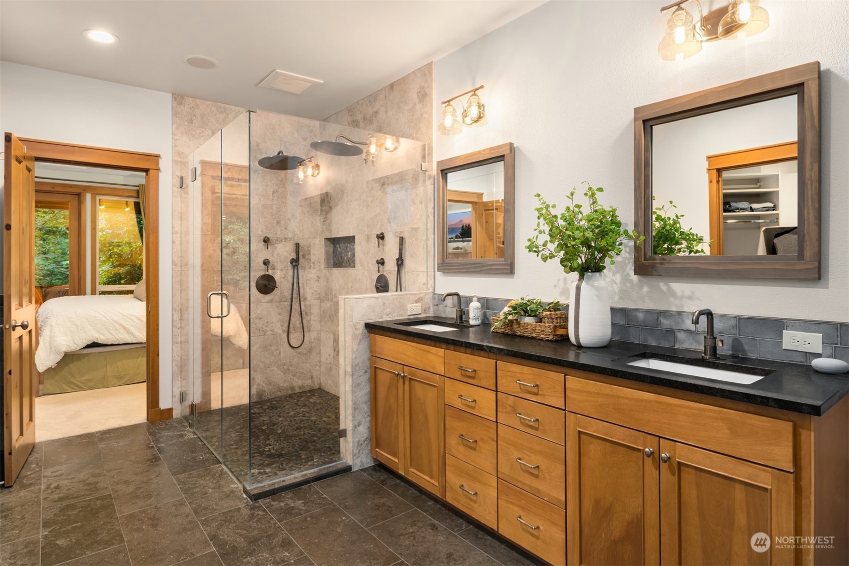 11417 Kelly Road Northeast Carnation, WA 98014 - Photo 14 of 39 a spacious en suite bathroom with double sink and a mirror