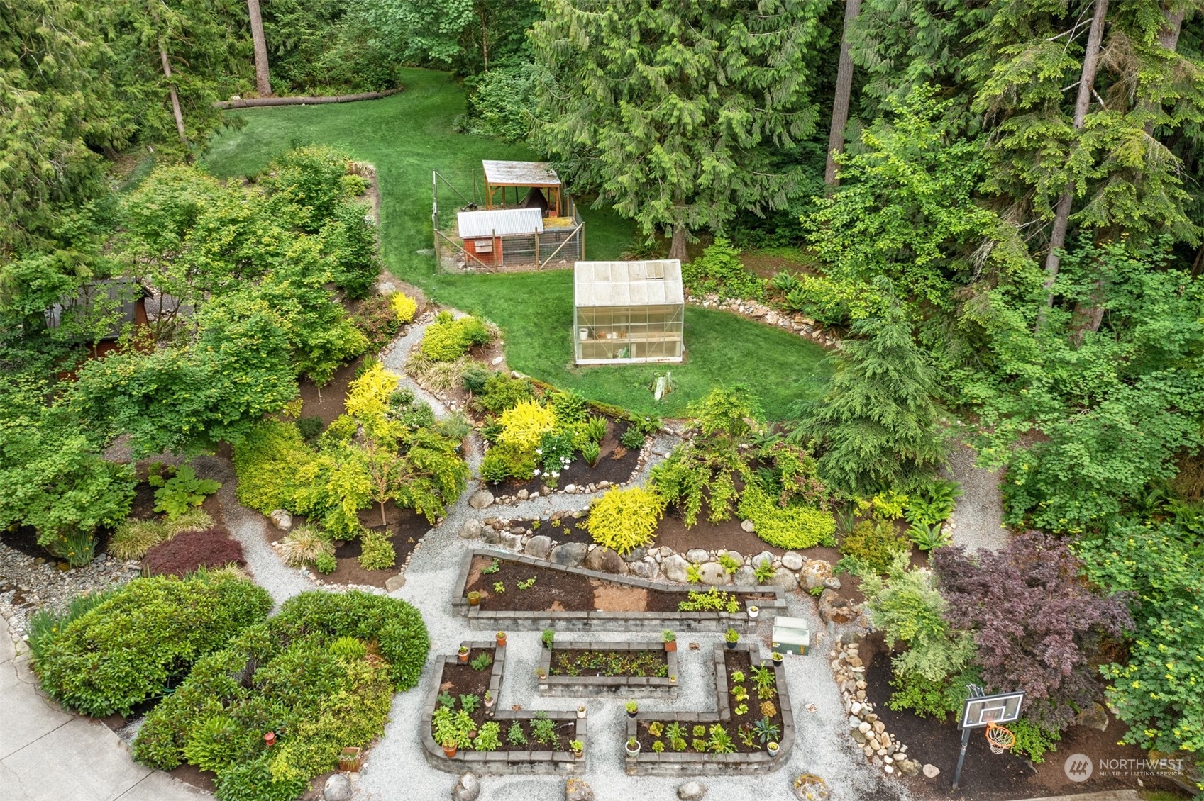 11417 Kelly Road Northeast Carnation, WA 98014 - Photo 6 of 39 an aerial view of residential house with outdoor space and trees all around