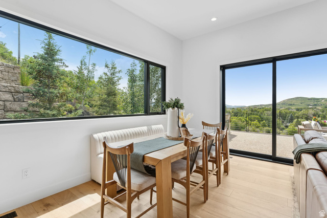 1400 Weber Wild Road Oakley, UT 84055 - Photo 19 of 55 Expansive dining area featuring a wide panoramic window and a large sliding glass door
