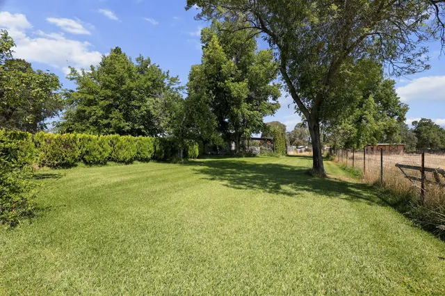 a backyard of a house with lots of green space