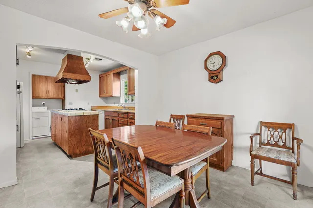 a view of a dining room and livingroom