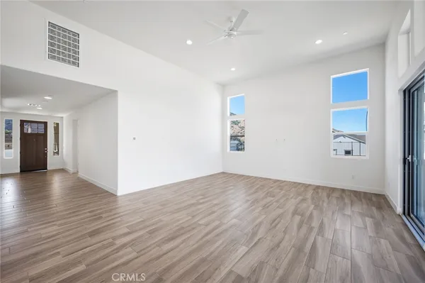 a view of kitchen with wooden floor