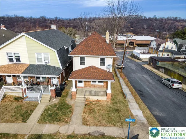 an aerial view of a house