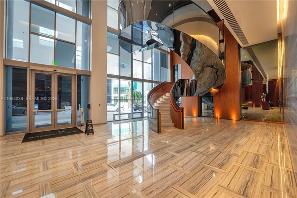 a view of a building with wooden floor