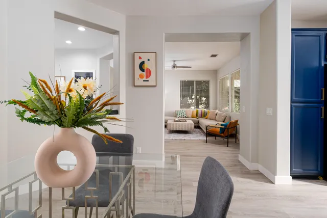 a view of living room and dining room