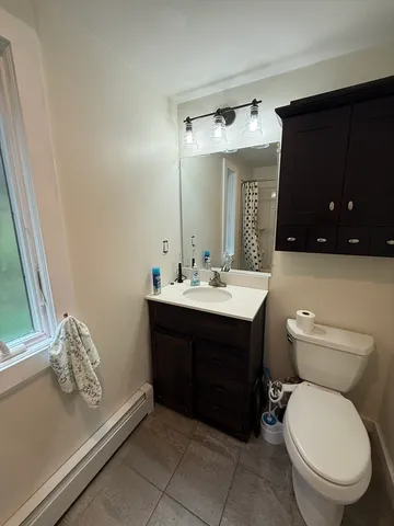 a bathroom with a bathtub