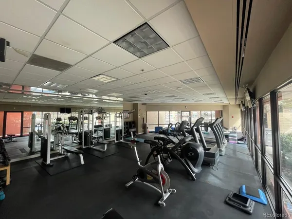 a view of a room with gym equipment