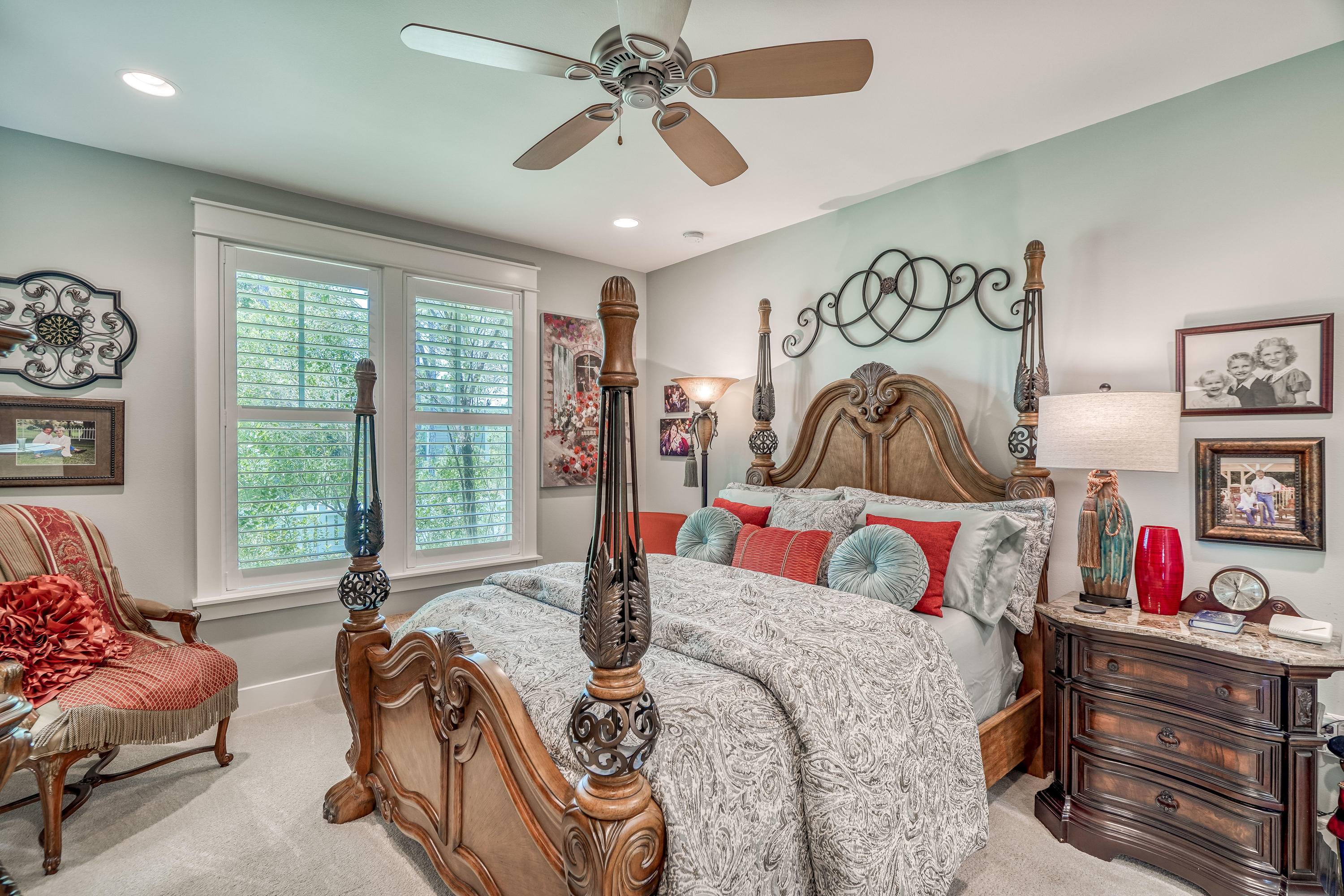 137 Jack Knife Drive Inlet Beach, FL 32461 - Photo 37 of 45 a bedroom with a bed and a chandelier
