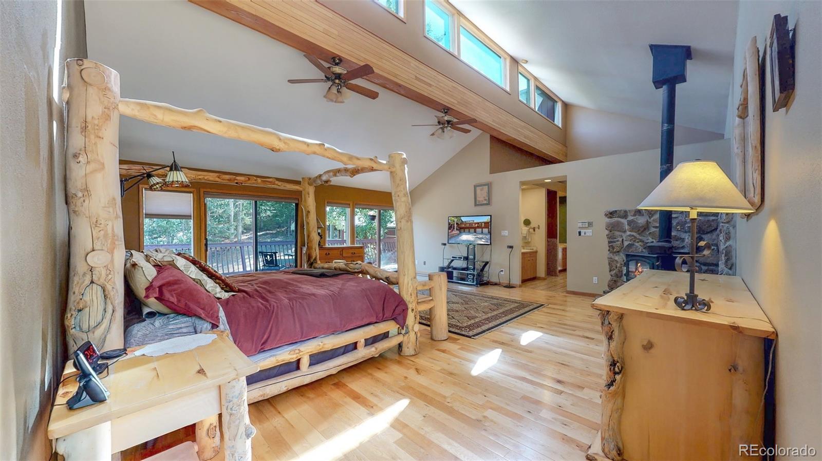 2720 South Spring Gulch Road Idaho Springs, CO 80452 - Photo 22 of 38 a living room with furniture a table and a flat screen tv