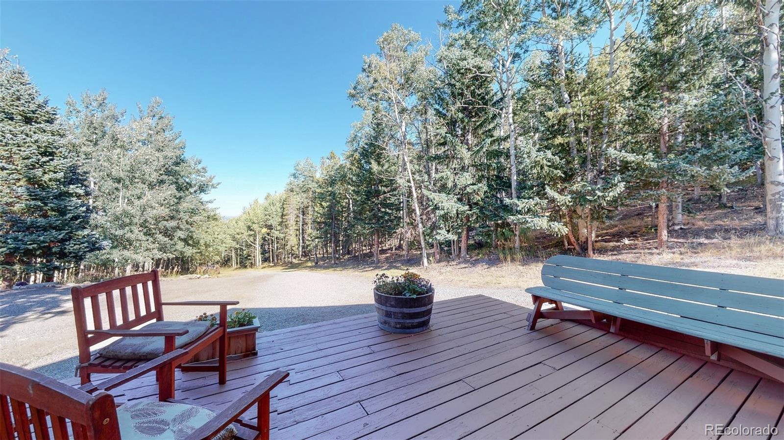 2720 South Spring Gulch Road Idaho Springs, CO 80452 - Photo 27 of 38 a view of a wooden deck with furniture