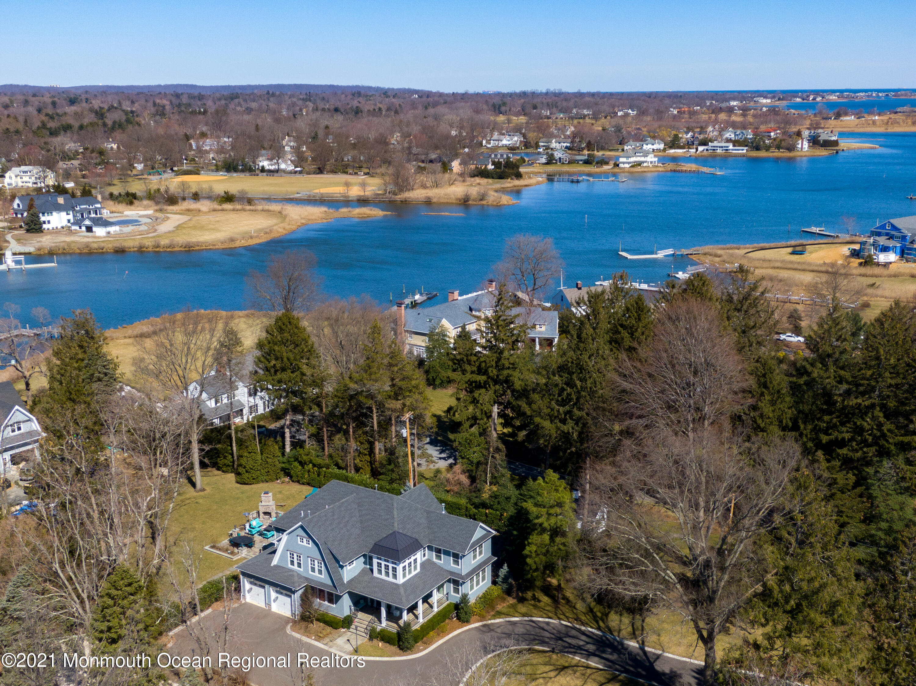 451 Little Silver Point Road Little Silver, NJ 07739 - Photo 4 of 63 an aerial view of ocean and residential houses with outdoor space