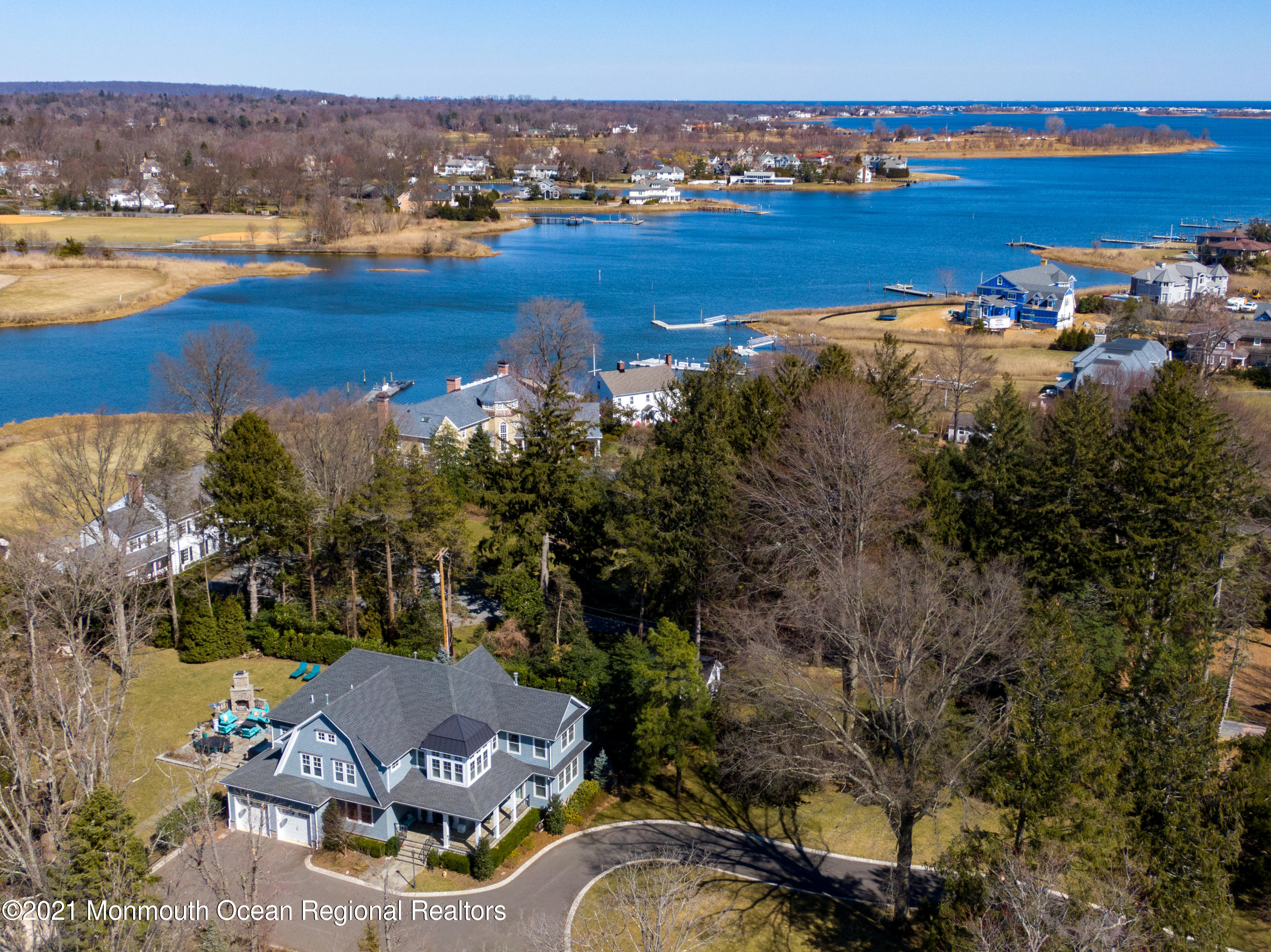 451 Little Silver Point Road Little Silver, NJ 07739 - Photo 51 of 63 an aerial view of ocean and residential houses with outdoor space