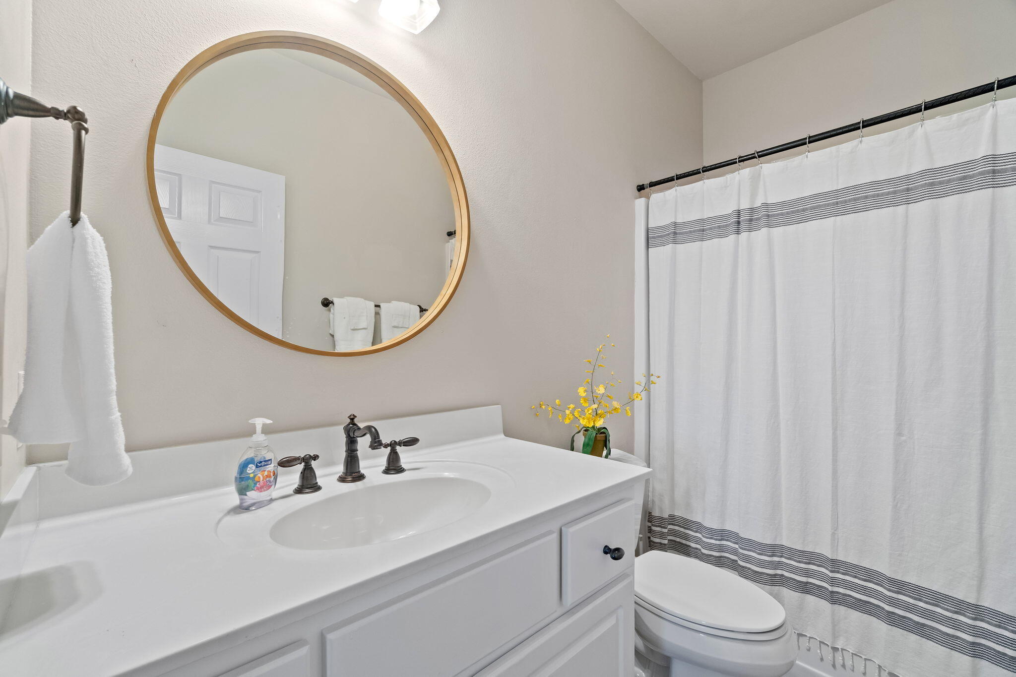 237 Hidden Lake Way Santa Rosa Beach, FL 32459 - Photo 19 of 41 a bathroom with a sink a toilet and a mirror