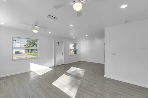 a view of livingroom with wooden floor