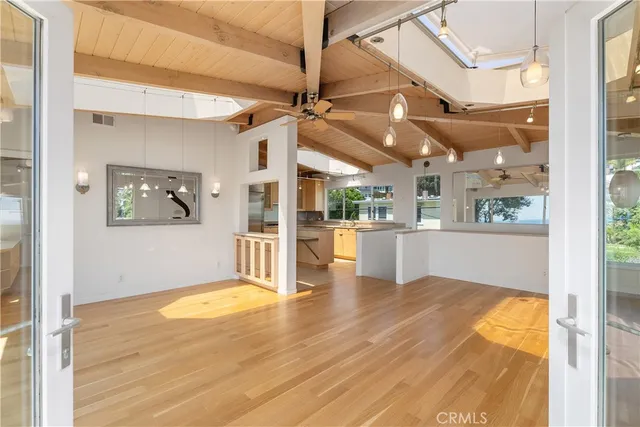 a view of a terrace with a garden