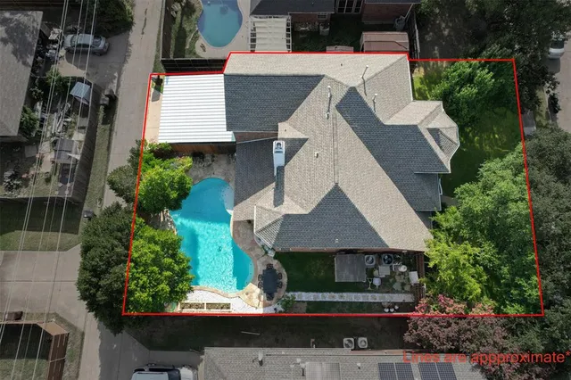 an aerial view of a house