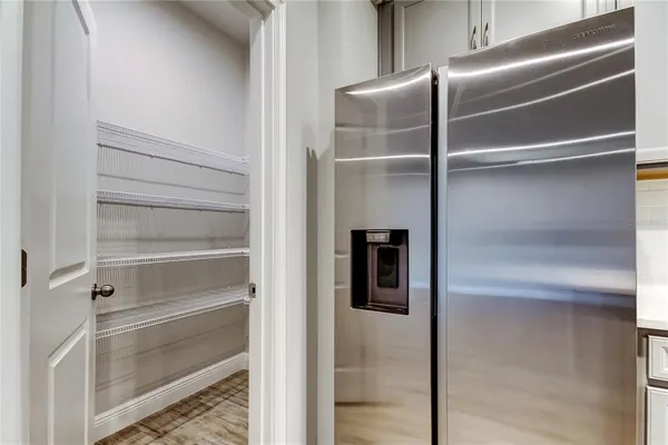 a refrigerator in a kitchen
