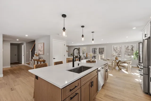 a kitchen with lots of counter top space