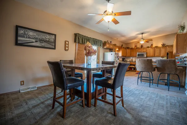 a room that has a couch and a table in it