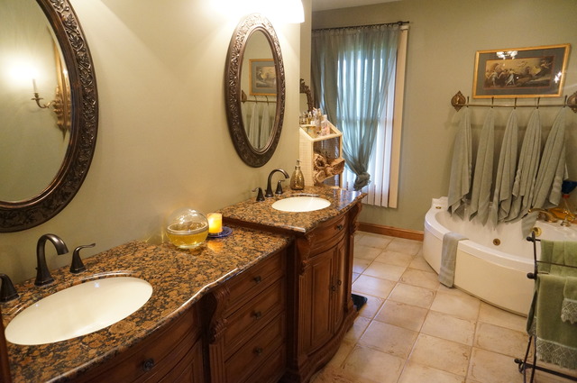 8101 West Bruns Road Monee, IL 60449 - Photo 15 of 25 a bathroom with a granite countertop double vanity sink and a mirror
