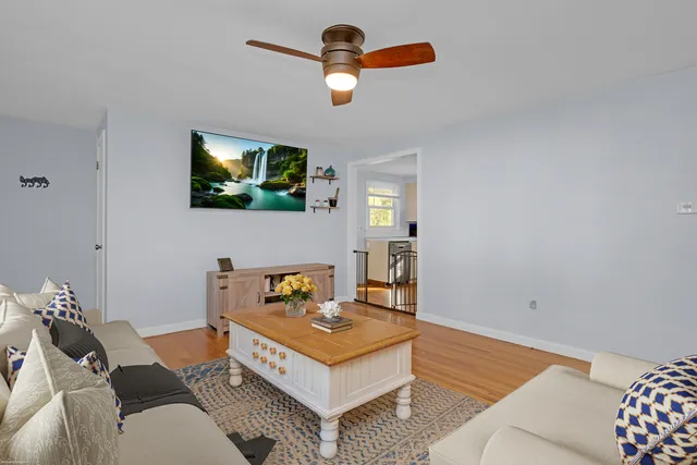 a living room with furniture