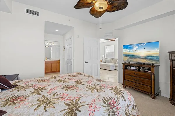 a bedroom with a bed and furniture