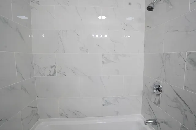 a bathroom with a bathtub