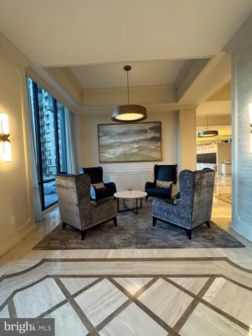 a living room with a large window