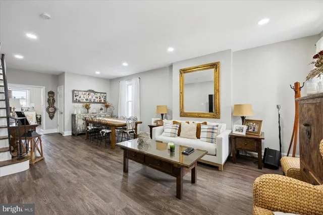 a living room with furniture and a couch