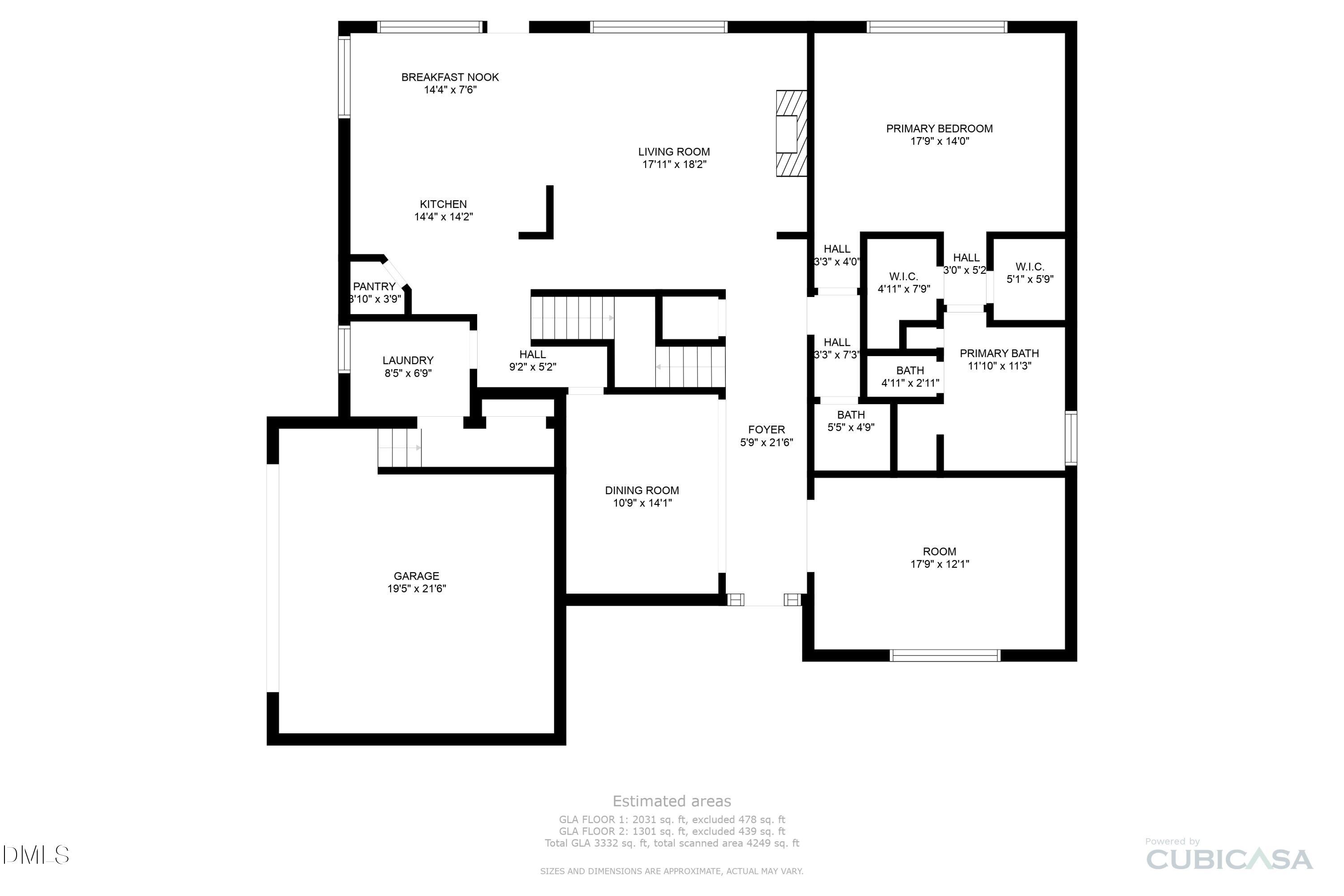 120 Plyersmill Road Cary, NC 27519 - Photo 32 of 36 2-1st_floor_dimensions_120_plyers_mill_r