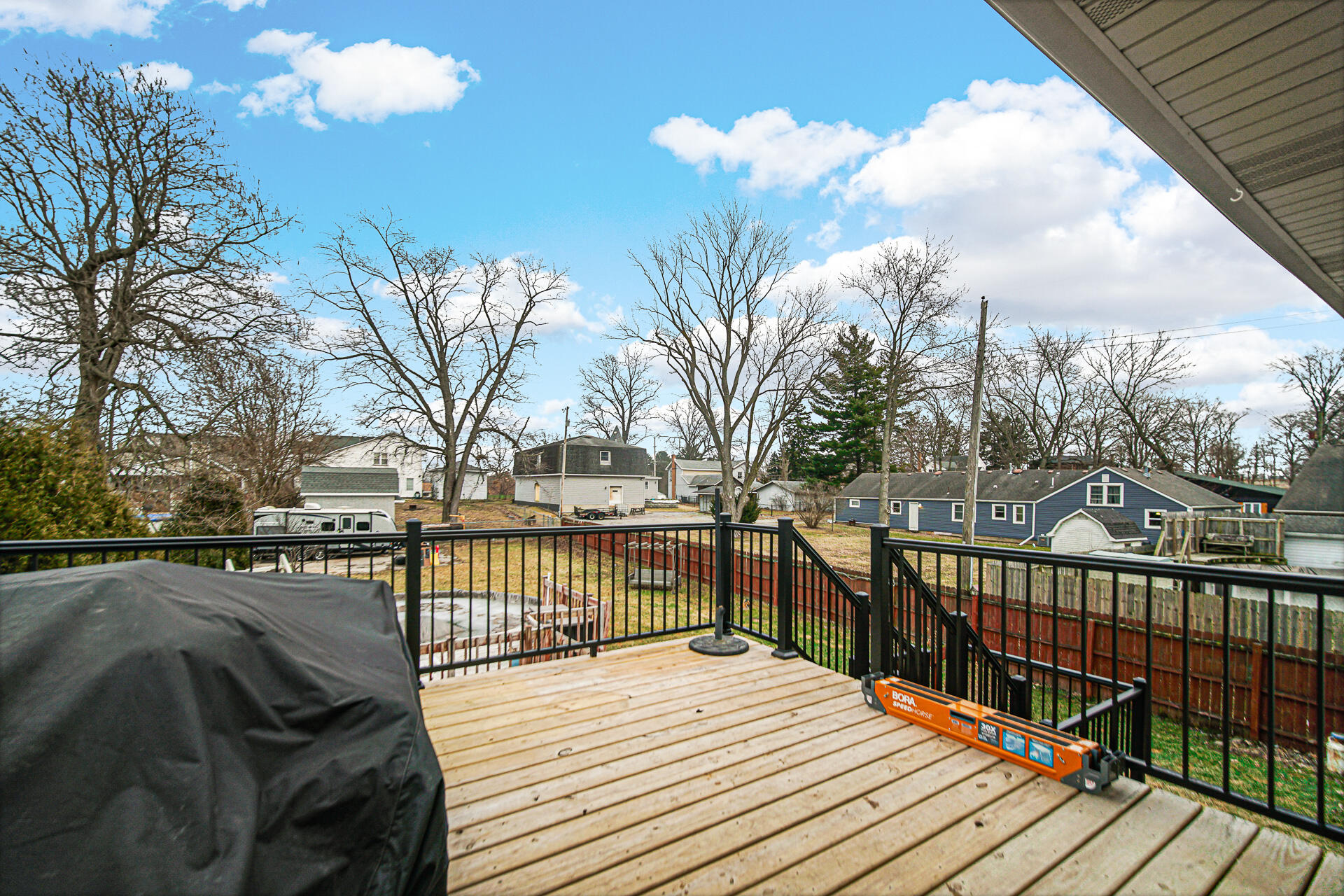 505 North Washington Street Hebron, IN 46341 - Photo 23 of 27 a view of a roof deck with wooden floor