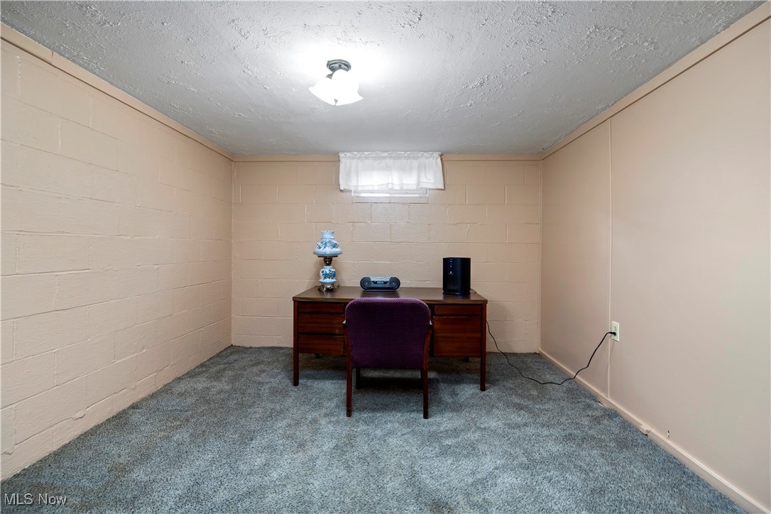 20114 Drake Road Strongsville, OH 44149 - Photo 26 of 35 Carpeted office with concrete block wall and a textured ceiling